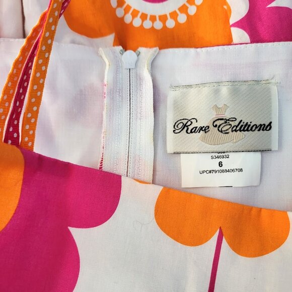 RARE EDITIONS Pink Orange & White Sleeveless Floral Dress - Girl's 6 - Picture 9 of 9
